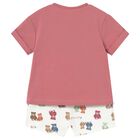 Baby Boys Orange & Ivory Teddy Bear Shorts Set, 1, hi-res