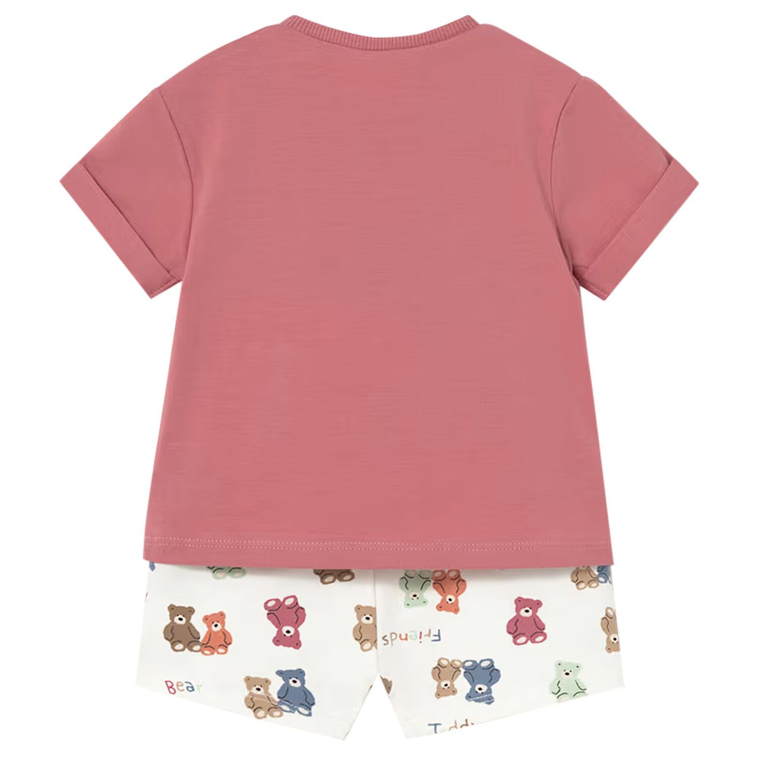 Baby Boys Orange & Ivory Teddy Bear Shorts Set, 1, hi-res