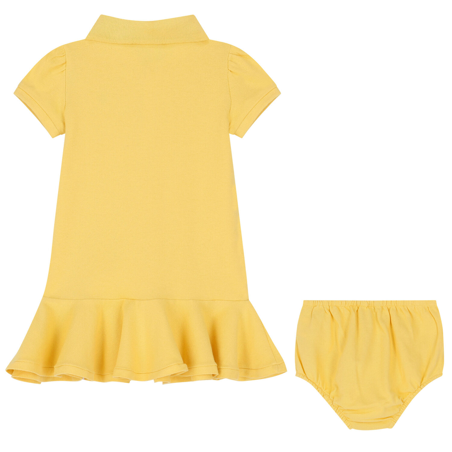 Baby Girls Yellow Logo Polo Dress Set, 1, hi-res