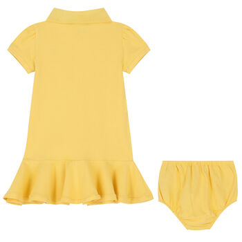 Baby Girls Yellow Logo Polo Dress Set