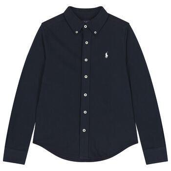 Ralph Lauren Boys Navy Blue Logo Shirt, 1 Boys Navy Blue Logo Shirt