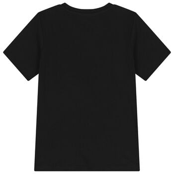 تي شيرت أولاد بالشعار باللون الأسود