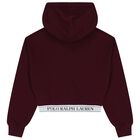 Girls Burgundy Logo Hooded Top, 1, hi-res