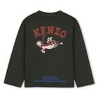 Boys Green Tiger Logo Long Sleeve Top, 1, hi-res