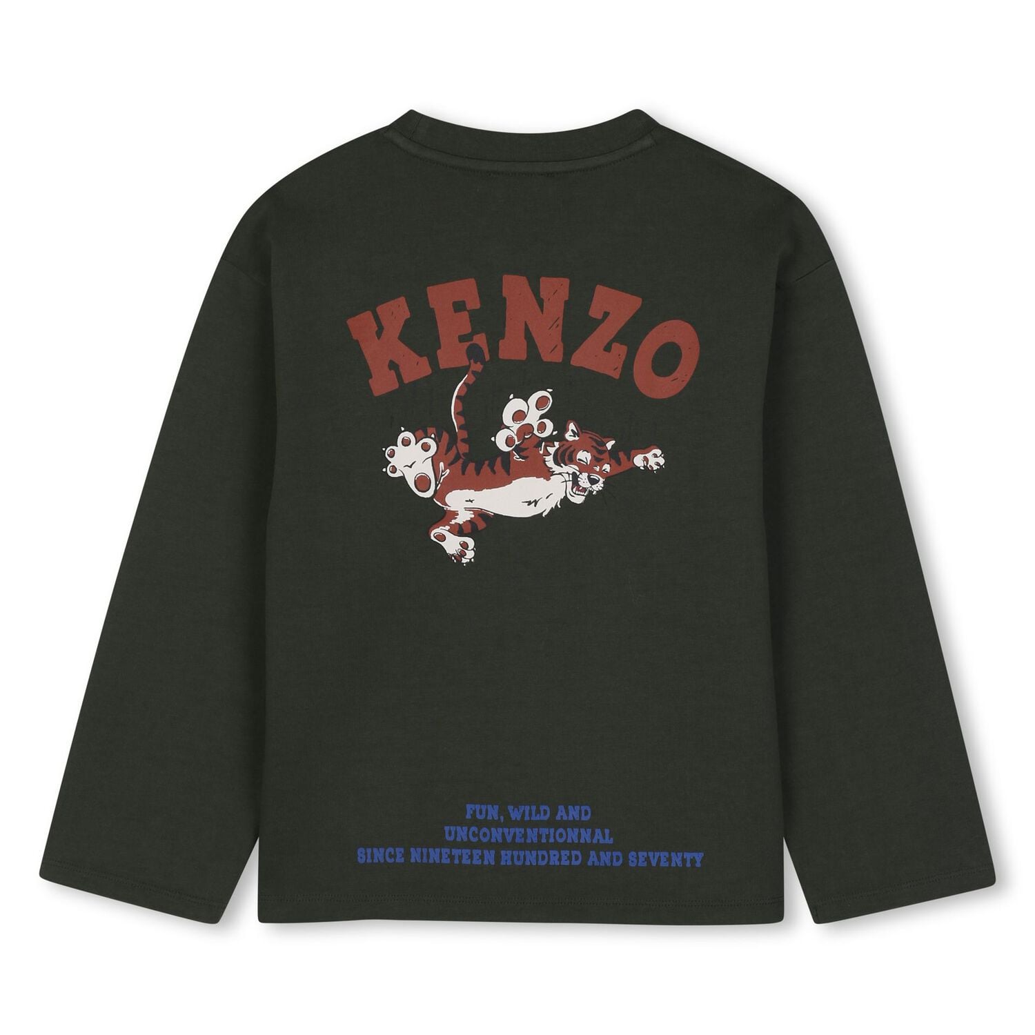 Boys Green Tiger Logo Long Sleeve Top, 1, hi-res