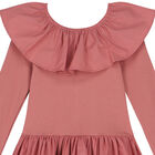 فستان بنات بأكمام مكشكش باللون الوردي, 4, hi-res