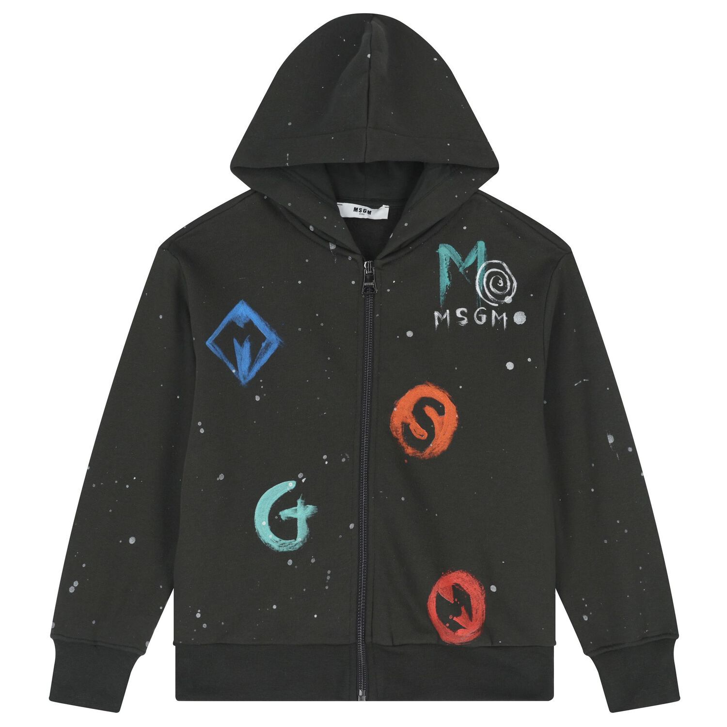 قميص أسود بغطاء رأس وسحّاب, 1, hi-res