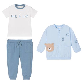 Baby Boys Blue & White Tracksuit Set