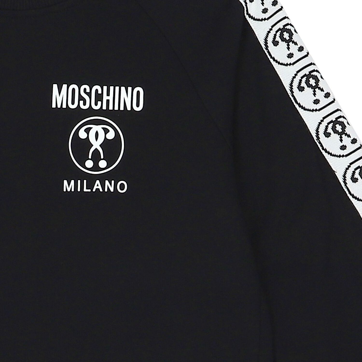 فستان بنات بالشعار باللون الأسود والأبيض, 1, hi-res