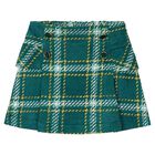Girls Green Plaid Skirt, 1, hi-res