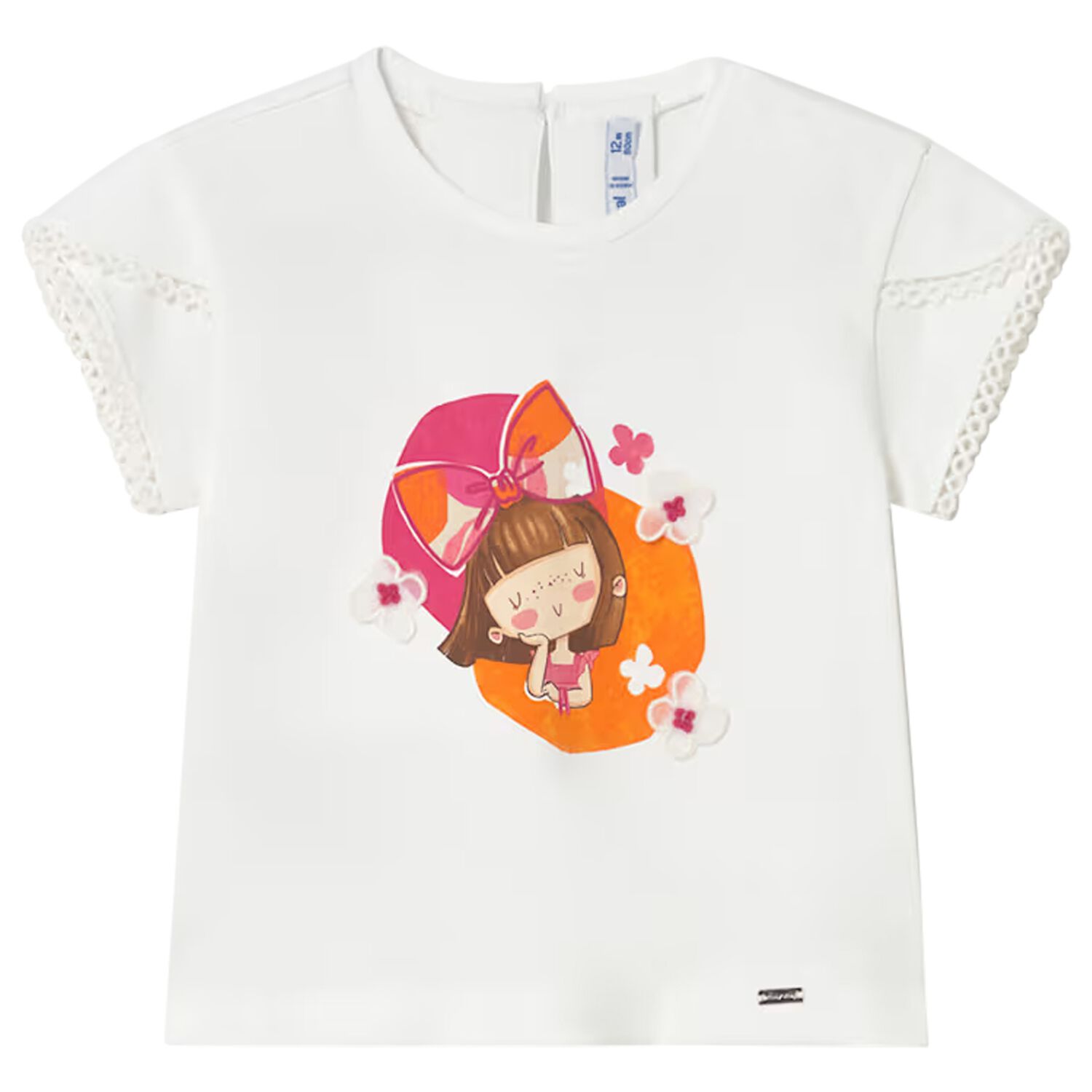 Younger Girls White T-Shirt, 1, hi-res