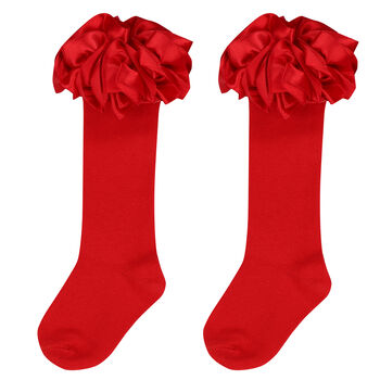 Younger Girls Red Ruffled Socks