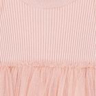 Girls Pink Tulle Knitted Dress, 1, hi-res