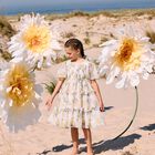 فستان شيفون بطبهة الزهور باللون الأبيض للبنات, 1, hi-res