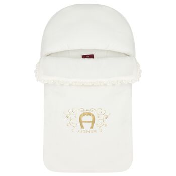 Baby Girls Ivory & Gold Logo Nest