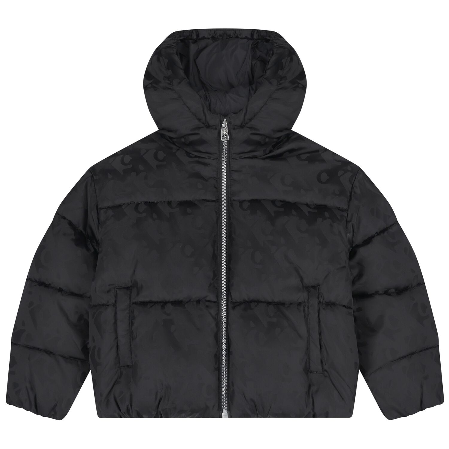 Girls Black Logo Puffer Jacket, 1, hi-res