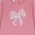 Girls Pink Bow Long Sleeve Top, 2, hi-res