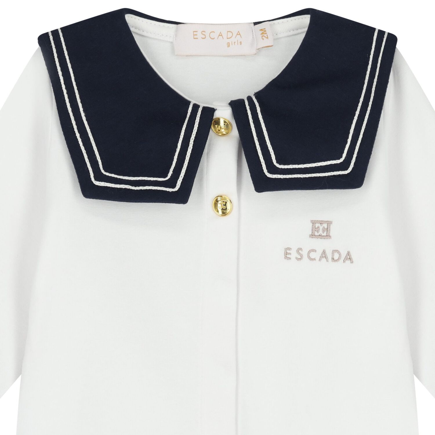 بدلة أطفال بيضاء وزرقاء داكنة بشعار, 1, hi-res