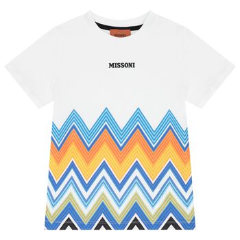 Boys White Zig Zag T-Shirt