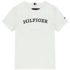 تيشيرت أولاد بالشعار باللون الابيض, 3, hi-res