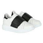 Boys White Logo Trainers, 1, hi-res