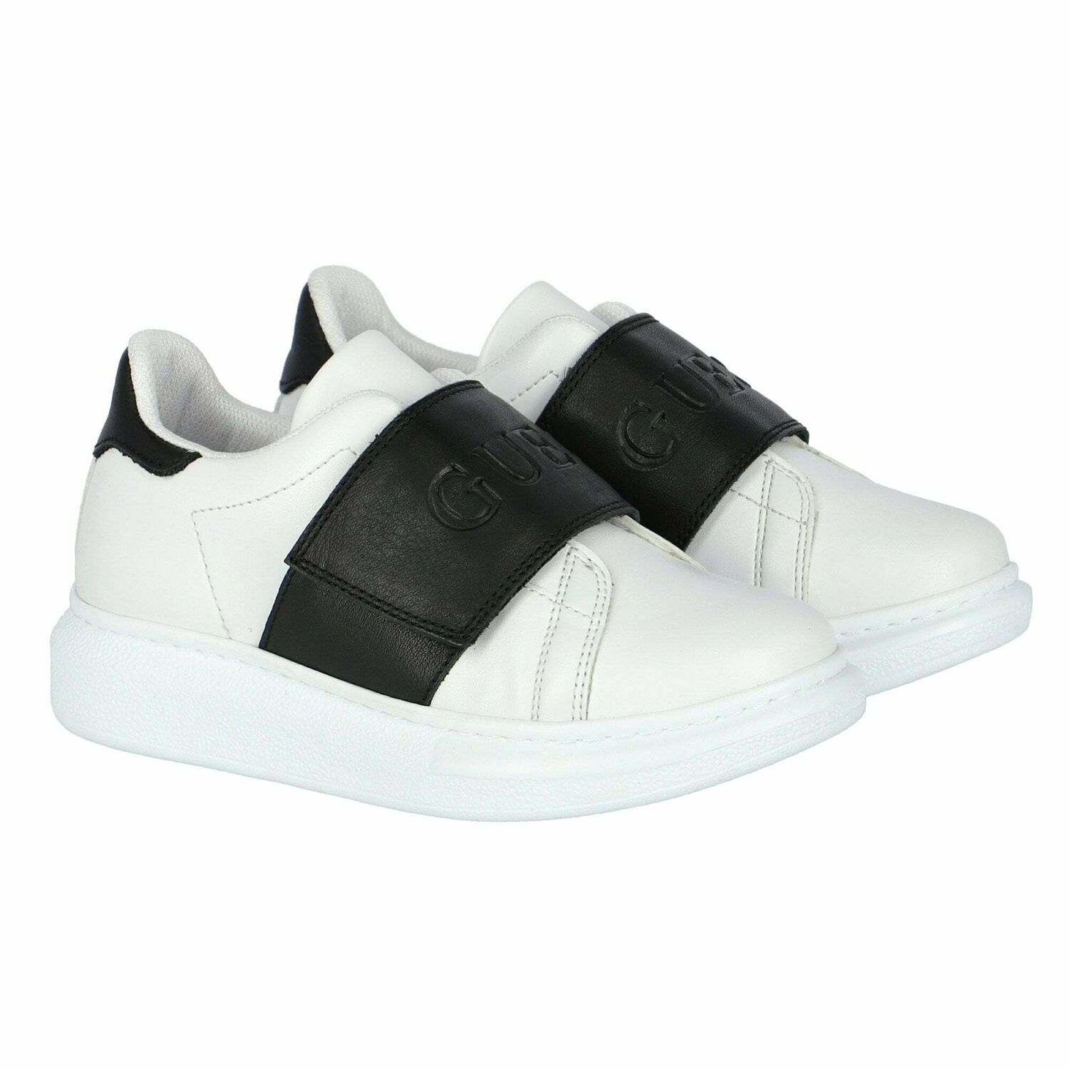 Boys White Logo Trainers, 1, hi-res