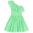 Girls Green Ruffled Dress, 4, hi-res