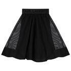Girls Black Logo Organza Skirt, 1, hi-res
