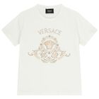 Girls White Embellished Medusa Logo T-Shirt, 1, hi-res