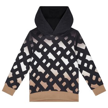 BOSS Boys White, Black & Beige Logo Hooded Top, 1 Boys White, Black & Beige Logo Hooded Top
