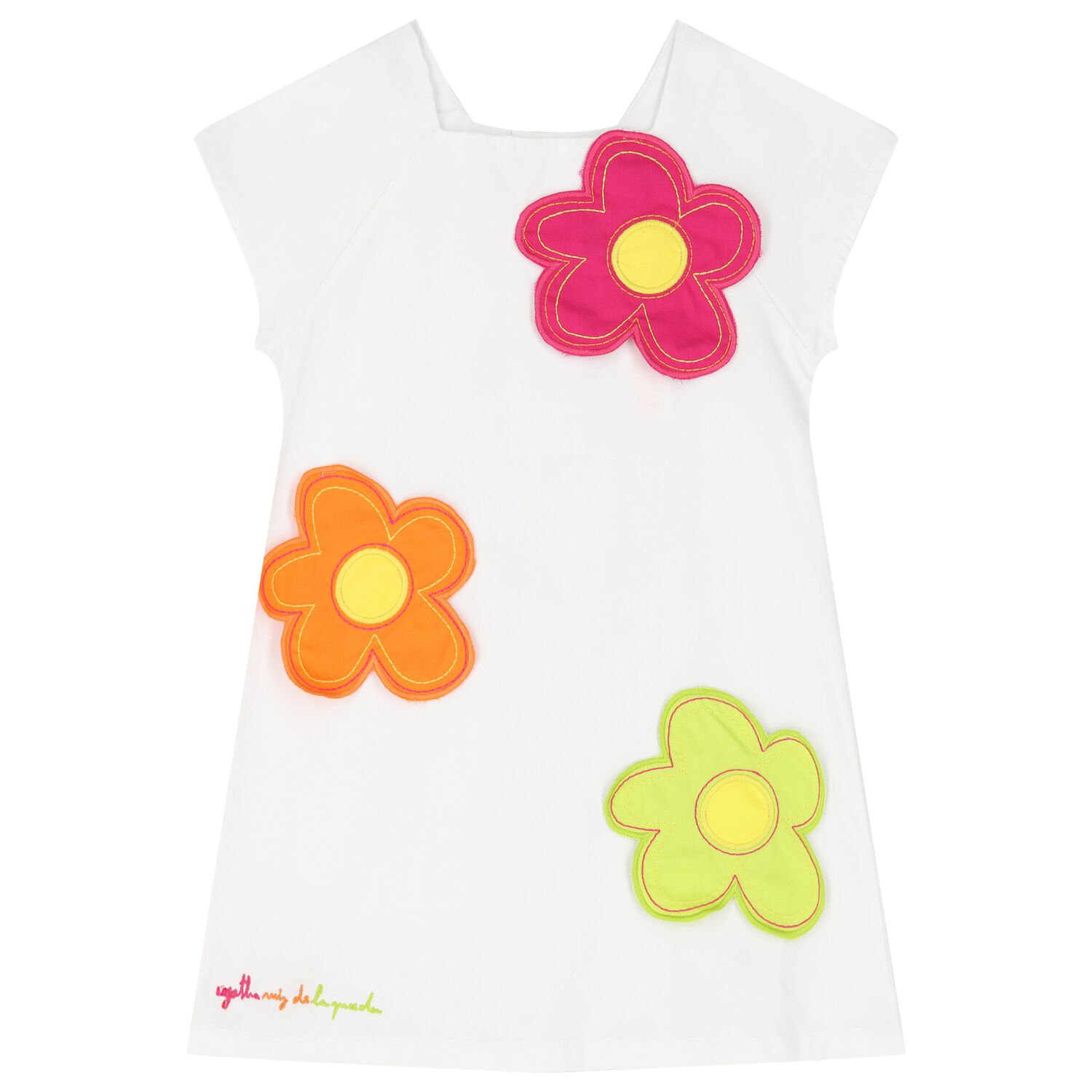 فستان ابيض بطابعة زهور للبنات, 1, hi-res image number null