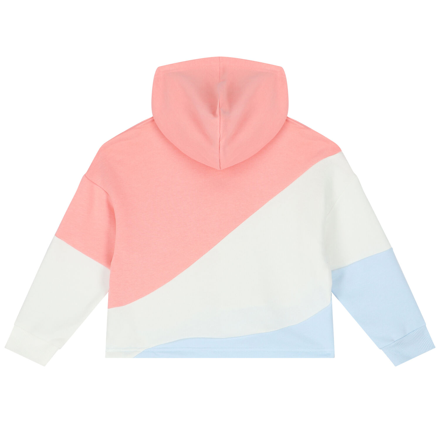 Girls Pink, White & Blue Logo Hooded Top, 1, hi-res
