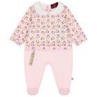 Baby Girls Pink Teddy Bear Logo Babygrow, 1, hi-res