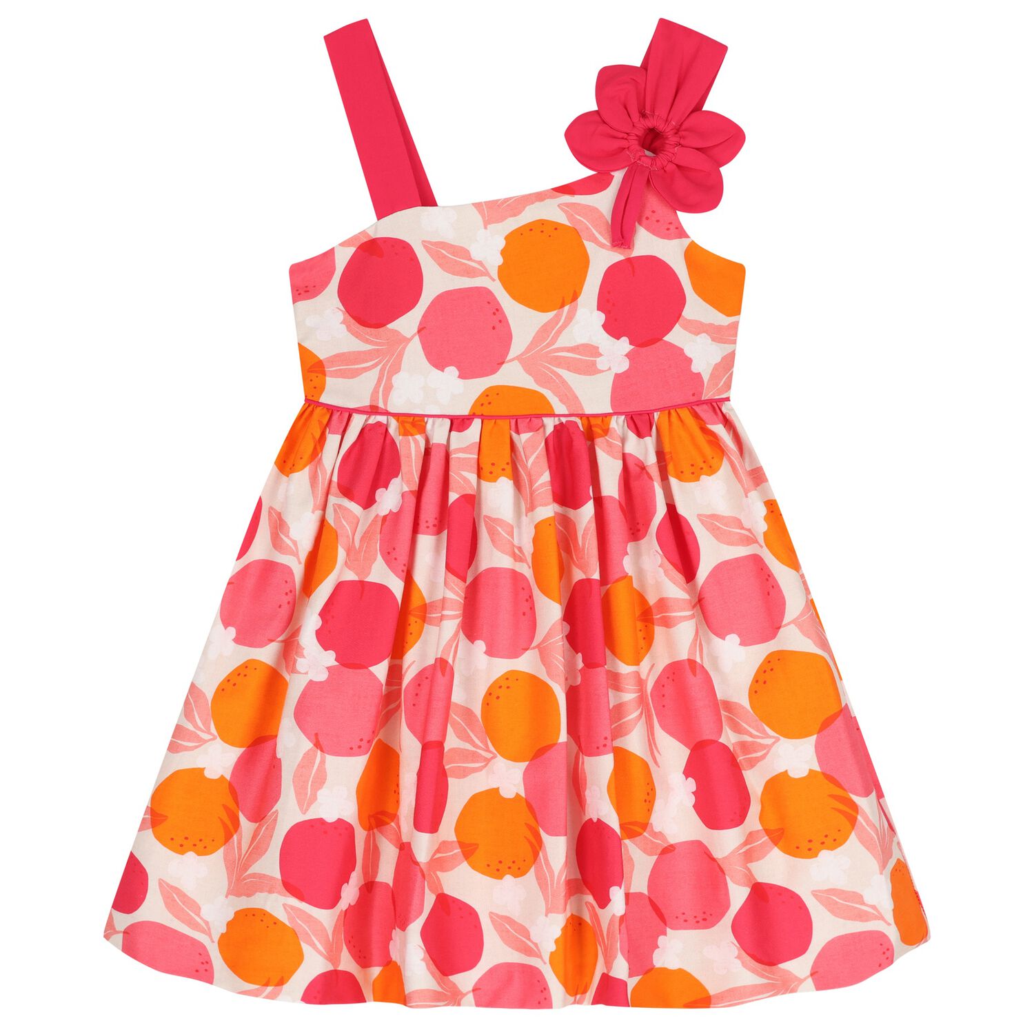 Girls Pink & Orange Flower Dress, 1, hi-res