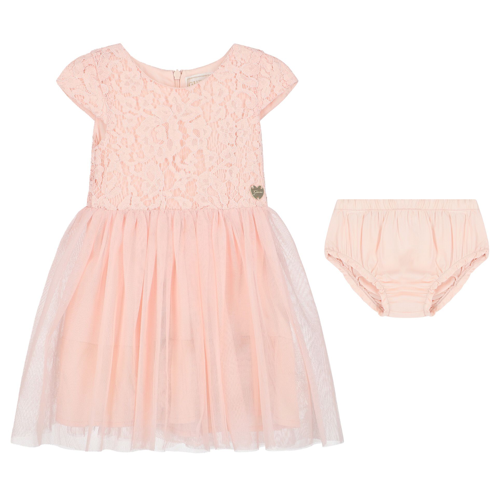 Guess Younger Girls Pink Lace Dress Set Junior Couture QA