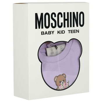 Younger Girls Purple Teddy Bear Ruffled Dress