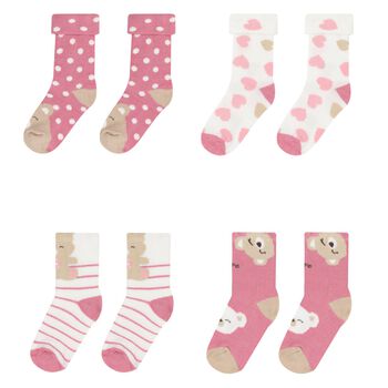 Baby Girls Pink & White Socks (4 Pack)