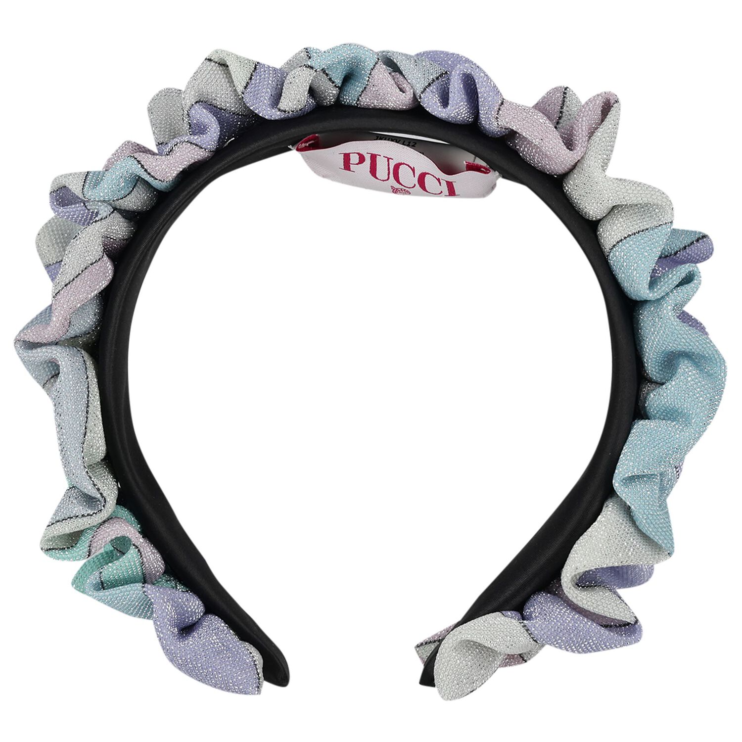 Girls Pink, Lilac & Blue Ruffled Headband, 1, hi-res