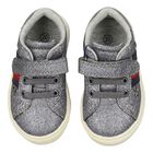 Girls Silver Logo Trainers, 1, hi-res