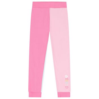 Girls Pink & White Logo Joggers