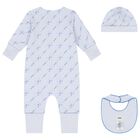 Baby Boys Blue Logo Romper Gift Set, 1, hi-res