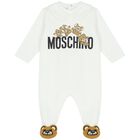 White Teddy Bear Logo Babygrow, 1, hi-res