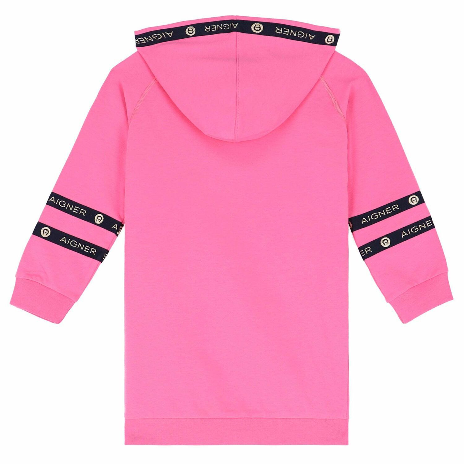 فستان بالشعار باللون الزهرى والذهبى للبنات, 1, hi-res