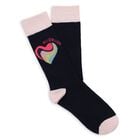 Girls Navy Blue & Pink Heart Socks, 1, hi-res