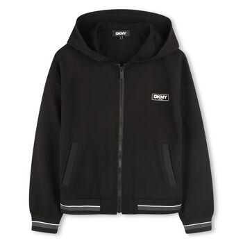 DKNY Boys Black Logo Hooded Zip Up Top, 1 Boys Black Logo Hooded Zip Up Top