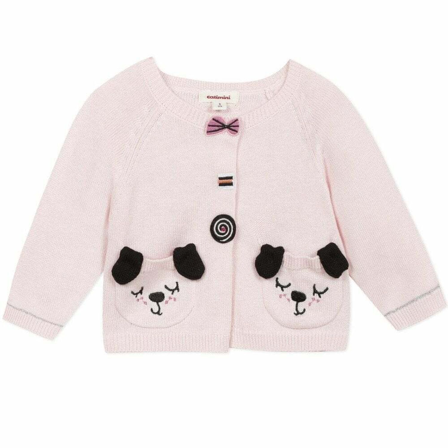 Baby Girls Pale Pink Cardigan, 1, hi-res