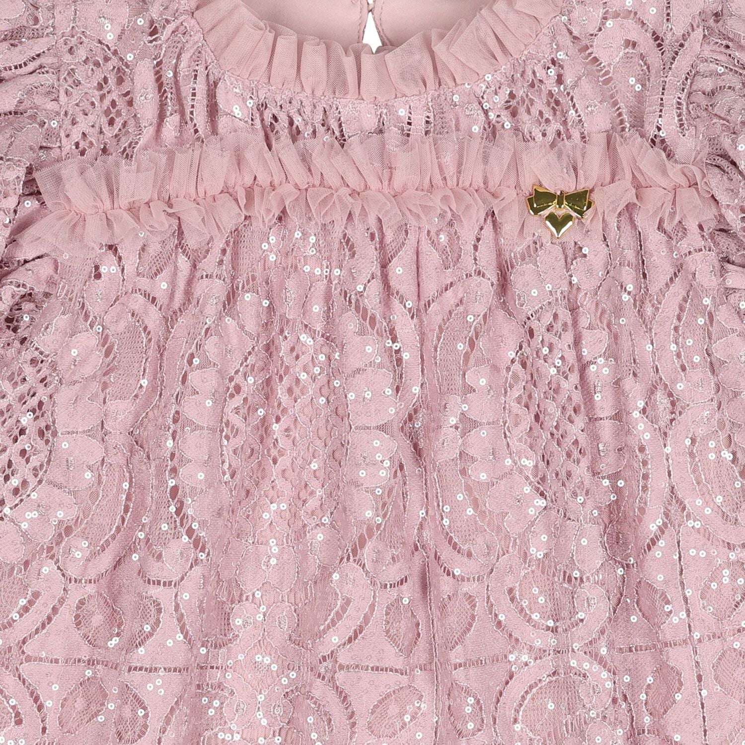 Girls Pink Lace Sequin Christina Dress, 2, hi-res