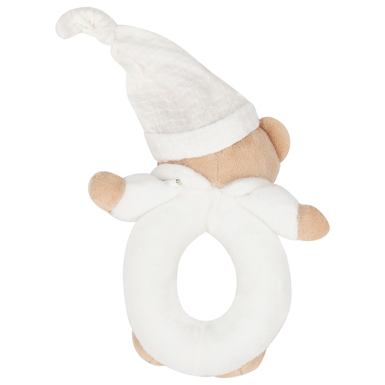 White & Beige Bear Rattle Toy ( 15cm ), 1, hi-res