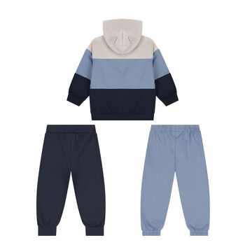 Younger Boys Blue, Beige & Navy Blue 3-Piece Tracksuit
