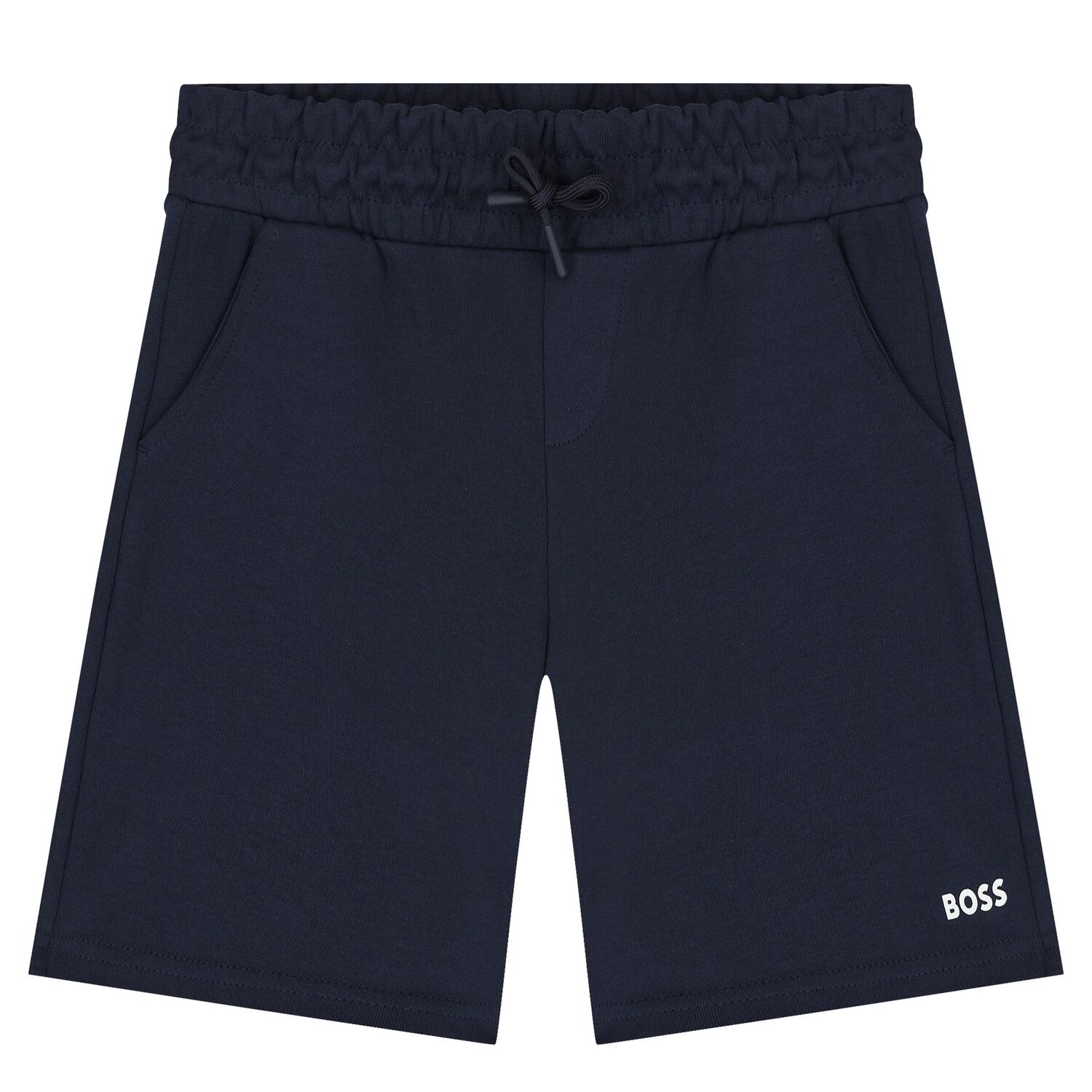 Boys White  & Navy Blue Logo Shorts Set, 2, hi-res
